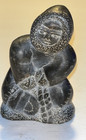 Vintage Inuit Soapstone Carving    seal Hunter    With Syllabic Signature