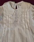 Antique Baby Infant White Cotton Embroidered Dress Long Sleeve