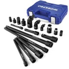 Workpro 18-pcs Drive Tool Accessory Set 1 4  3 8  1 2  Socket Adapter Extensions