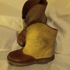 Antique Children s Cowboy Boots Vintage Kids 1940-50s Tan Tooled Leather