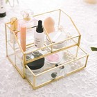  Glass Makeup Organizer Jewelry Storage Display Case   Minimalist Stripes