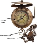 Handcrafted Vintage Brass Sundial Compass     Antique Nautical Sun Clock With Le