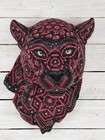 Wixarika Jaguar Head     Huichol Beaded Art     Handmade With Glue    16x11 In