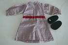 1986 American Girl Doll Samantha Meet Dress Hungary Tag  Locket  Pleasant Shoes