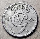 1946 Sweden 25 Ore - Nickel Bronze Coin - Swedish - World Coin - Europe