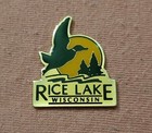 Rice Lake Wisconsin Sun Duck Silhouette Travel Souvenir Hat Jacket Lapel Pin