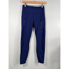 Athleta Rainier Tight Navy Blue Fleece Lined Leggings Womens Small Running