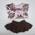 Build A Bear Pink Brown Tie Dye Satin Trim Shirt Top Skirt Teddy Clothes Outfit