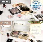Hipiwe Gold Glass Jewelry Box Mirrored Vintage Vanity Organizer Keepsake Case