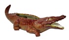 Vtg 17 l Ceramic Art Pottery Alligator Crocodile Planter Vase Sculpture Rare