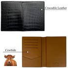 Real Crocodile Black Leather Passport Holder Wallet Rfid Blocking Travel Gift