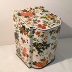 Vintage White Floral Daher England Tea Tin With Hinged Lid
