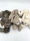 Lot Of 3 -jellycat Small Bashful Blossom Beige Bunny-ivory-woodland Brown Gray