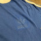 Vintage 80s Adidas Ringer Blue Tee 3 Stripes Sz S