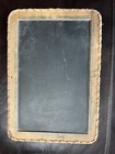 Primitive Slate Two Sided Chalkboard  Wool Laced Wood Frame W Relief Design Rare