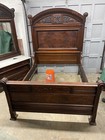 2 Piece Carved Walnut And Burl Eastlake Marble Top Bedroom Set