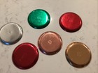 Vintage Set Of 6 Mcm Vibrant Multi Colored Anodized Aluminum Bar Coasters Italy