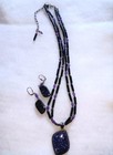 Black Sun Siteria Pendant   Earrings In Sterling Silver Bezel Amethyst Beads 