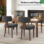 Dining Chairs Set Of 2 Linen Upholstered Curved Backrest Seat Hardwood