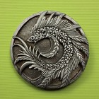 Mythical Sea Creature Koi Fish Dragon Vintage Metzke Metal Medallion Paperweight