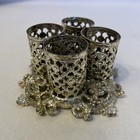 Vintage 4 Slot Lipstick Holder Filigree Metal 1 5 X 3 Hollywood Regency Style