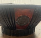 Vintage Pair Of Chinese Wooden Bowls Brown black Coin Motif Antique Decorative