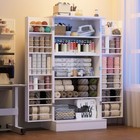Keppotry 47 Inch Tall Sewing Craft Storage Cabinet With Adjustable Shelves