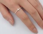 925 Sterling Silver Sideways Cross Fashion Ring New Religious Band 5mm Size 2-13