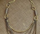Vtg Art Deco Style Runway Multistrand Layered Necklace Retro Cz Heavy Plated 80s