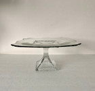 Vintage Clear Glass Square Pedestal Cake Stand 12   