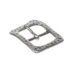1 1 2 Inch Single Prong Antique Silver Hammered Square Belt Buckle