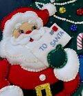 Completed Finished Bucilla 83269 Santa s Mailbag Felt Christmas Card Holder Euc
