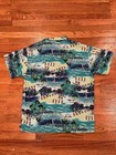 Vintage Op Ocean Pacific Hawaii Hula Dancers Loop Collar Camp Shirt Made In Usa