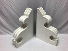 Pair Thick Antique Wood Roof Corbels Gingerbread Brackets White Vtg Old 993-23b
