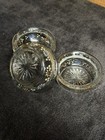 Vintage Clear Glass Drink Coasters Set 3 Enamel Flower Starburst Base 365nm Uv