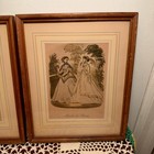 Victorian Antique Mid 19th Century French Fashion Prints Set Of 2 Framed Art