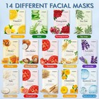 14 Pack Sheet Face Masks Skincare  Hydrating Face Masks For Dry Skin