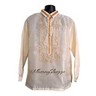 Handmade Men   s Barong Tagalog Pi  a Organza Embroidered Filipino Formal Wear
