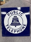 Vintage Public Telephone Bell System Porcelain Double Sided Flange Sign 11x11