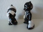 Adorable Ceramic Skunk Figurines Set Of  2  - Hand Painted