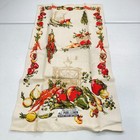 Vintage Printed Kitchen Tea Towel Dishcloth Linen Usa Orange Beige Vegetables