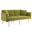 Modern Velvet Futon Sofa Bed Loveseat Convertible Sleeper Comfy Sofa W  2 Pillow