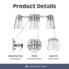 Prominence Home Fairendale 3 Light Bathroom Wall Vanity Light  Brushed Nickel