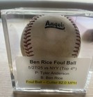New York Yankees Game Used Baseball Ben Rice Home Run At Bat Logo Ball Angels