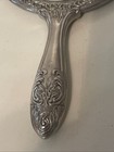 Vtg Silver Tone Repousse Silver Vanity Hand Mirror 9 5    x 5 5  W  Heavy