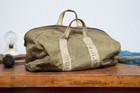 Vtg Us Navy Parachute Traveling Bag Canvas Military Aviator Pilot Duffle Indiana