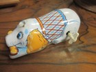 Vintage Dog Tin Litho Wind-up Toy Puppy Gnawing On Bone Mechanical Japan