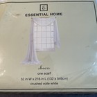 Essential Home Sheer Window Scarf Curtain Crushed Voile White 52  X 216    Nip