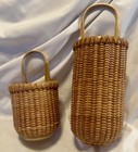 Nantucket Hand Woven Hanging Baskets  Vintage Set Of 2  Medium   Small