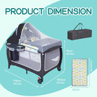 Gymax 4 In 1 Baby Playard Nursery Center Bassinet Portable Crib W Music Gray